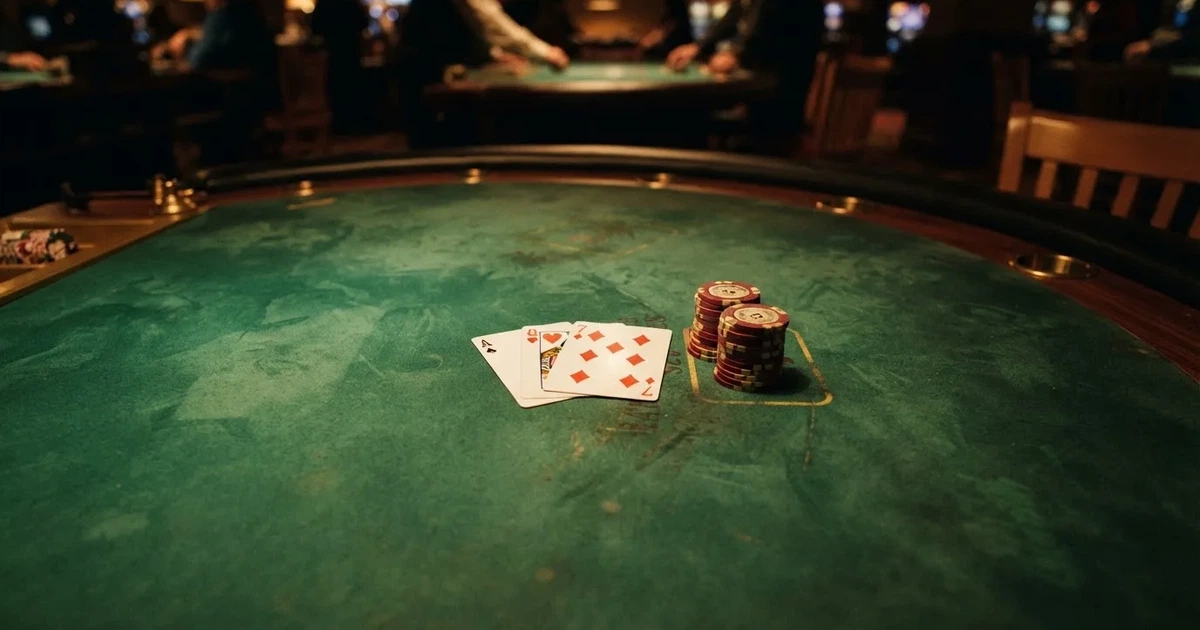 Opplyst spillebord med kort, sett ovenfra — beste casino spilleautomater